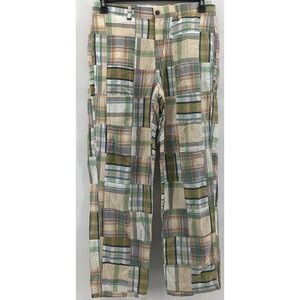Brooks Brothers Pants Mens 32X30 Patchwork Chino Madras Plaid Clark Fit Flat